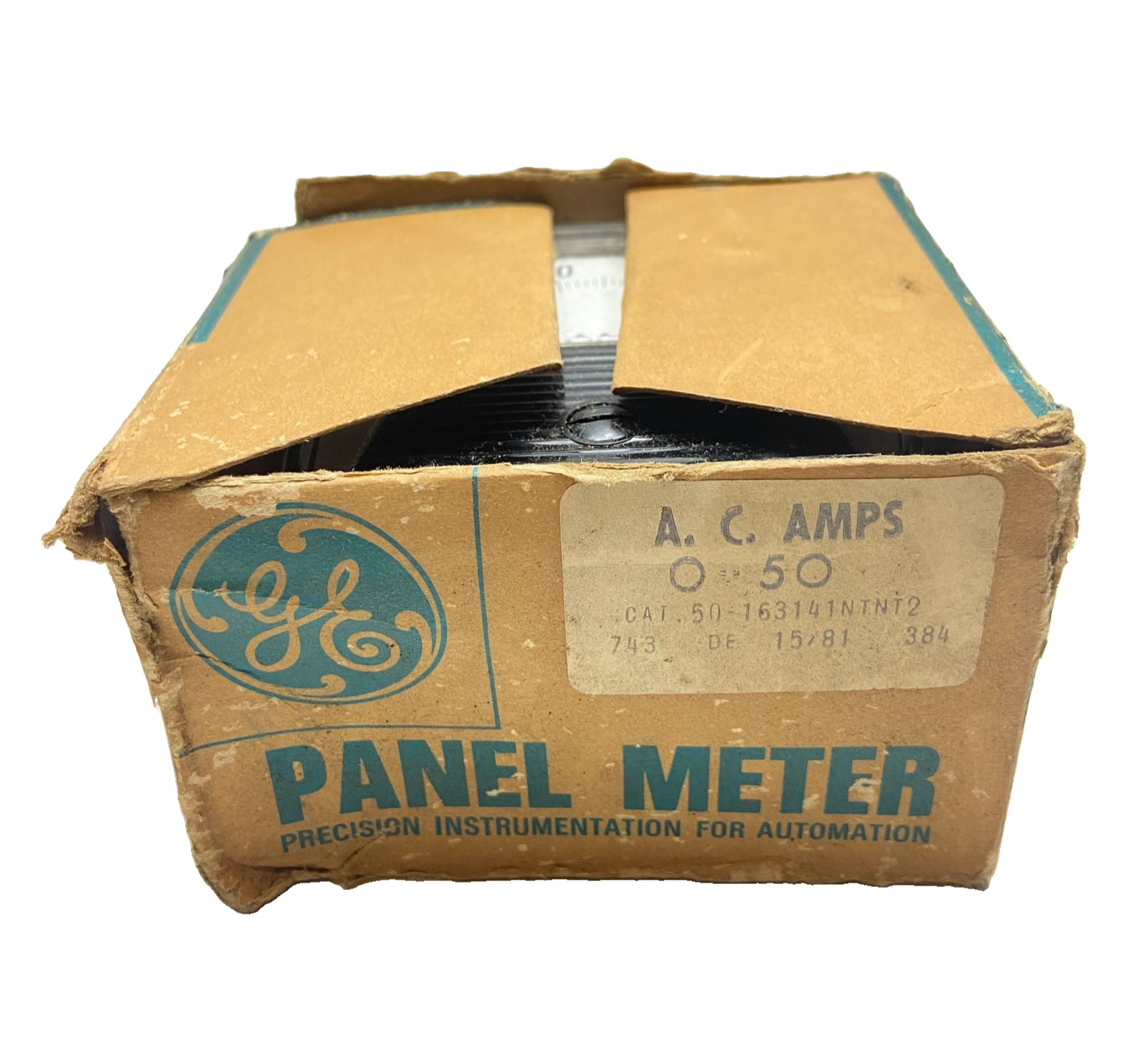 GENERAL ELECTRIC 50-163141NTNT2 PANEL METER 3-1/2" face 0-50 DC VOLTS