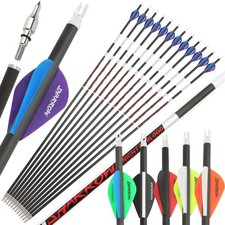 31" Dark Glow Pure Carbon Arrows SP300-600 2" Vanes Recurve Compound Bow Hunting