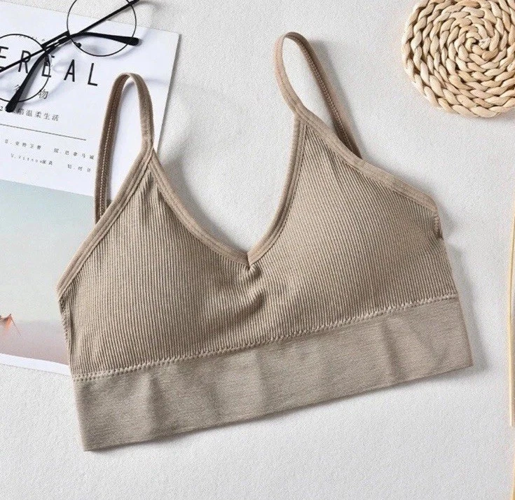 Bralette Free People para mujer sin costuras cuello en V espalda baja - beige nuevo sin etiquetas  Foto 4 de 4