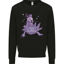 Sudadera Para Niños De Poseidón Montando Un Axolote