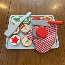 Melissa Doug Christmas Cookie Wooden Play Set Incomplete Pretend Baking Tray