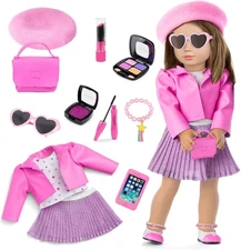 American 18 Inch Doll Makeup Accessories and Clothes,Tote Bag Set for 18" Dolls 