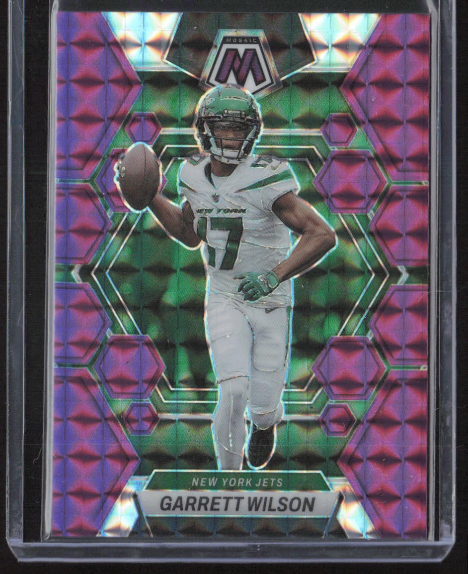 2023 Panini Mosaic #75 Garrett Wilson Purple Mosaic #/49