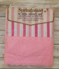 New OS VINTAGE SPRINGMAID MARVELAIRE NO IRON double FLAT SHEET Pink Stripe 54x76