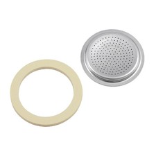 Bialetti 0800039 Ersatzteilset 1 Dichtung Silikon + 1 Filter 2/3/4 Tassen, silbe