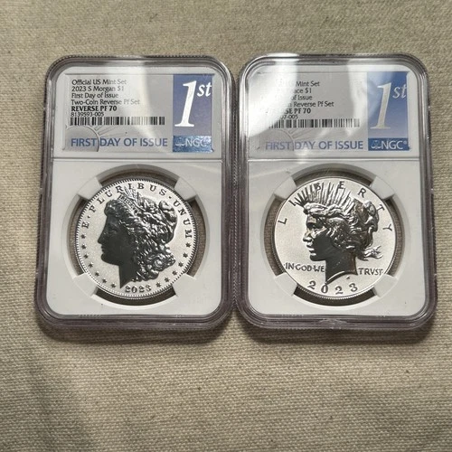 2023-S Reverse Proof $1 Morgan and Peace Dollar 2pc Set NGC PF70 FDOI DC