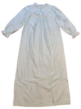 Barbizon Vintage Long Sleeve Light Blue Long Nightgown Silky Women  s Size M - L