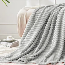 BEDELITE Fleece Blanket Twin Size – 3D Ribbed Jacquard Soft and Warm Decorati...