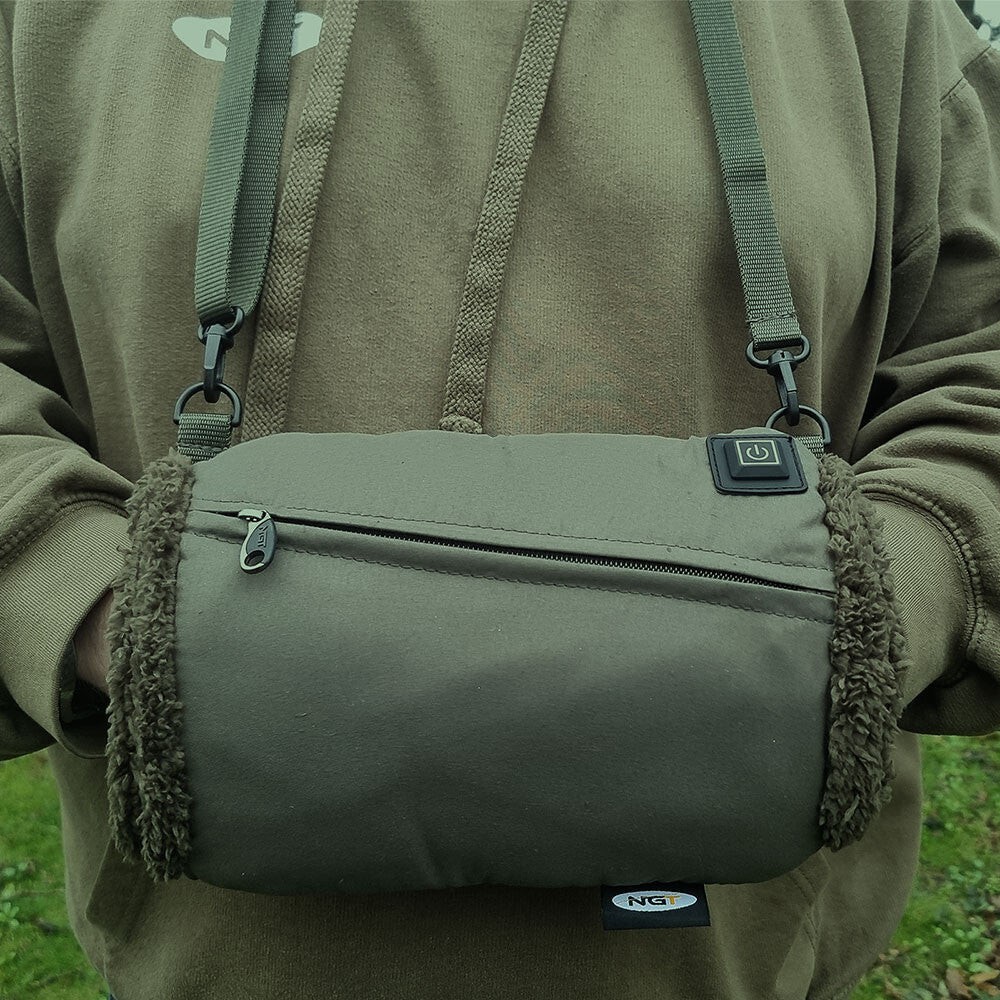 NGT Carp Fishing Handwarmer Camping Deluxe Soft Fleece Lined With Shoulder Strap - Image 7