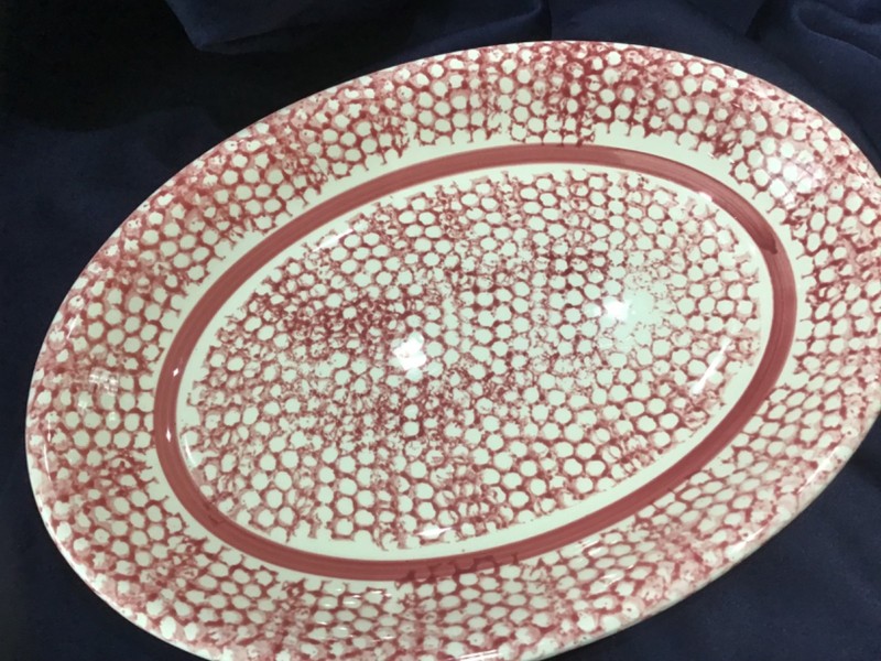 LA PRIMULA red SPONGEWEAR 16” casserole dish OVAL BAKER made in ITALY! EXCELLENT
