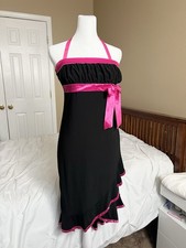 Vintage Black and Pink Halter Dress