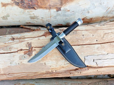 Cuchillo Comando de Acero D2 Hecho a Mano: Réplica de Película Cuchillo Bowie con Funda de Cuero