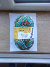 100 gm  Regia Norway Color 75% Wool Sock Yarn  # 02913 Turquoise Browns Ochre