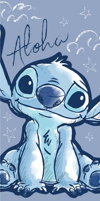 Disney Lilo & Stitch Serviette de Bain 70x140 cm Bleu Coton - Photo 1/4