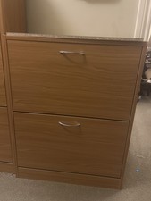 2 Drawer Shoe Cabinet Hallway Storage Shoe Rack Wooden Trainer Storage Organiser