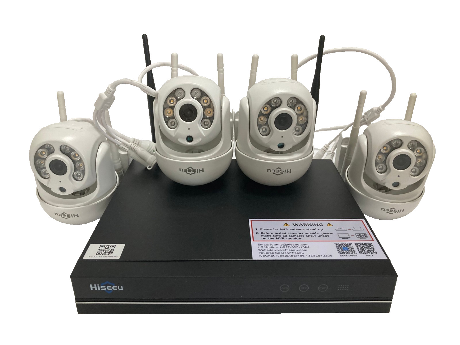 Hiseeu Security 4 Camera System, 4 Channels, Night Vision, C