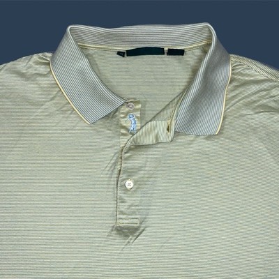 Bobby Jones Mens Performance Short Sleeve Striped Golf Polo Lemon Shirt 2XL