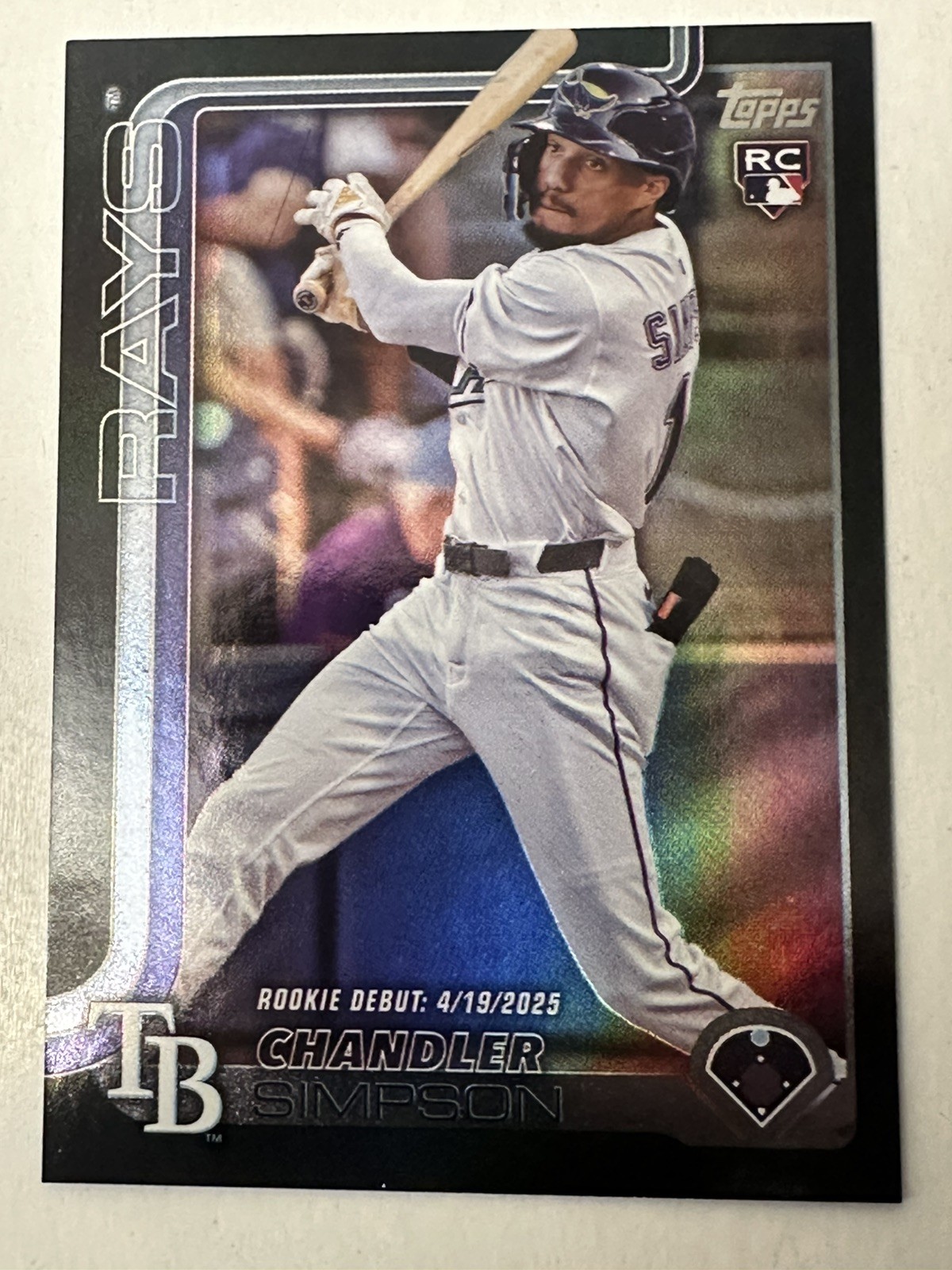 2025 Topps Update Chandler Simpson Black Rainbow Foil Rookie Debut /10 #US349