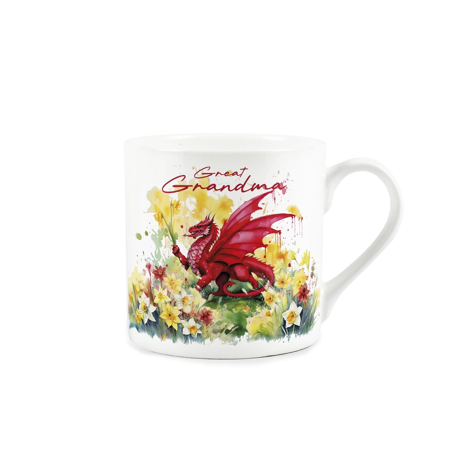 Welsh Dragon & Daffodils Bone China Great Grandma Mug - Wales Souvenir Gift