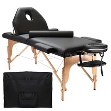 Portable Massage Table with Bolster and Tilt Backrest - Black