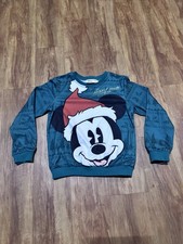 Disney Kids Size 8-9Y Santa Mickey Mouse Christmas Holiday Sweater pullover Swea