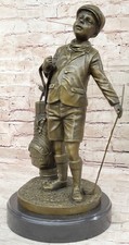 Handmade Bronze Caddy Boy Golfer Sculpture Signed Artwork Hot Cast Figurine Sale