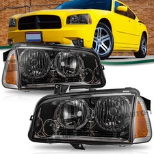 For 2006-2010 Dodge Charger Halogen Driver Passenger Smoke Amber Headlights For 2006-2010 Dodge Charger Halogen Driver Passenger Smoke Amber Headlights