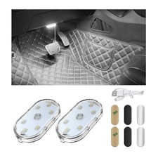 2 PCS Car LED Lights Interior Wireless Car Ambient Lighting with Magnetic White