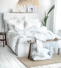 Pure White Linen Comforter Cover, 100 Linen Bedding set, Boho Linen Duvet Cover