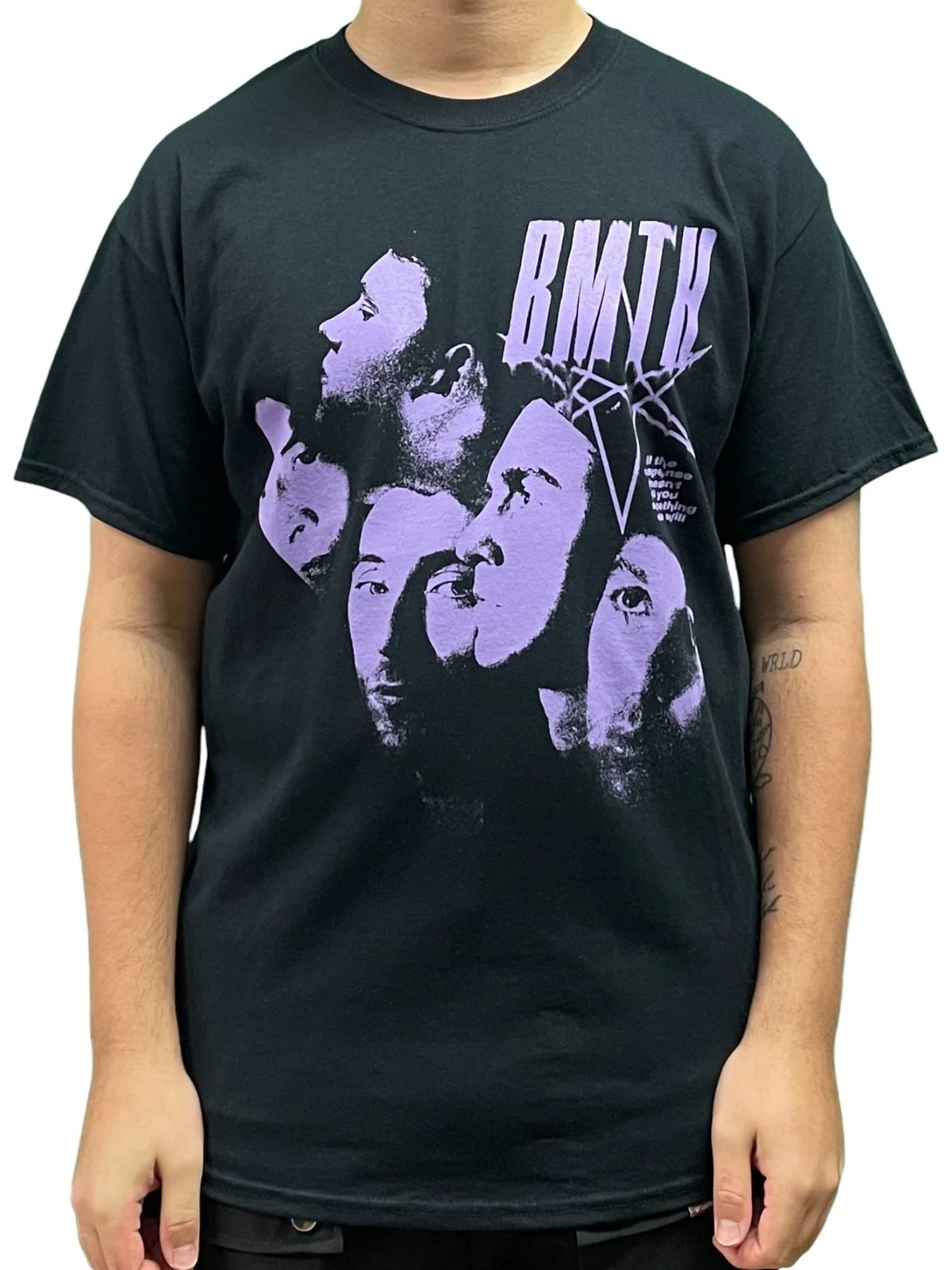 Футболка Bring Me The Horizon с фотомонтажем и логотипом группы Официальная мужская черная 4090₽