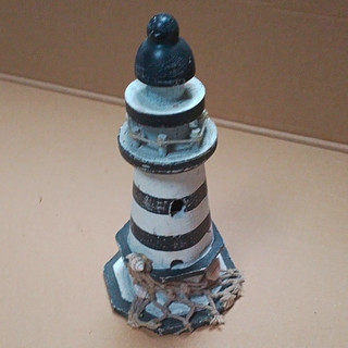 Maritime Leuchtturm Dekofigur schwarz weiß gestreift ca. 13 cm