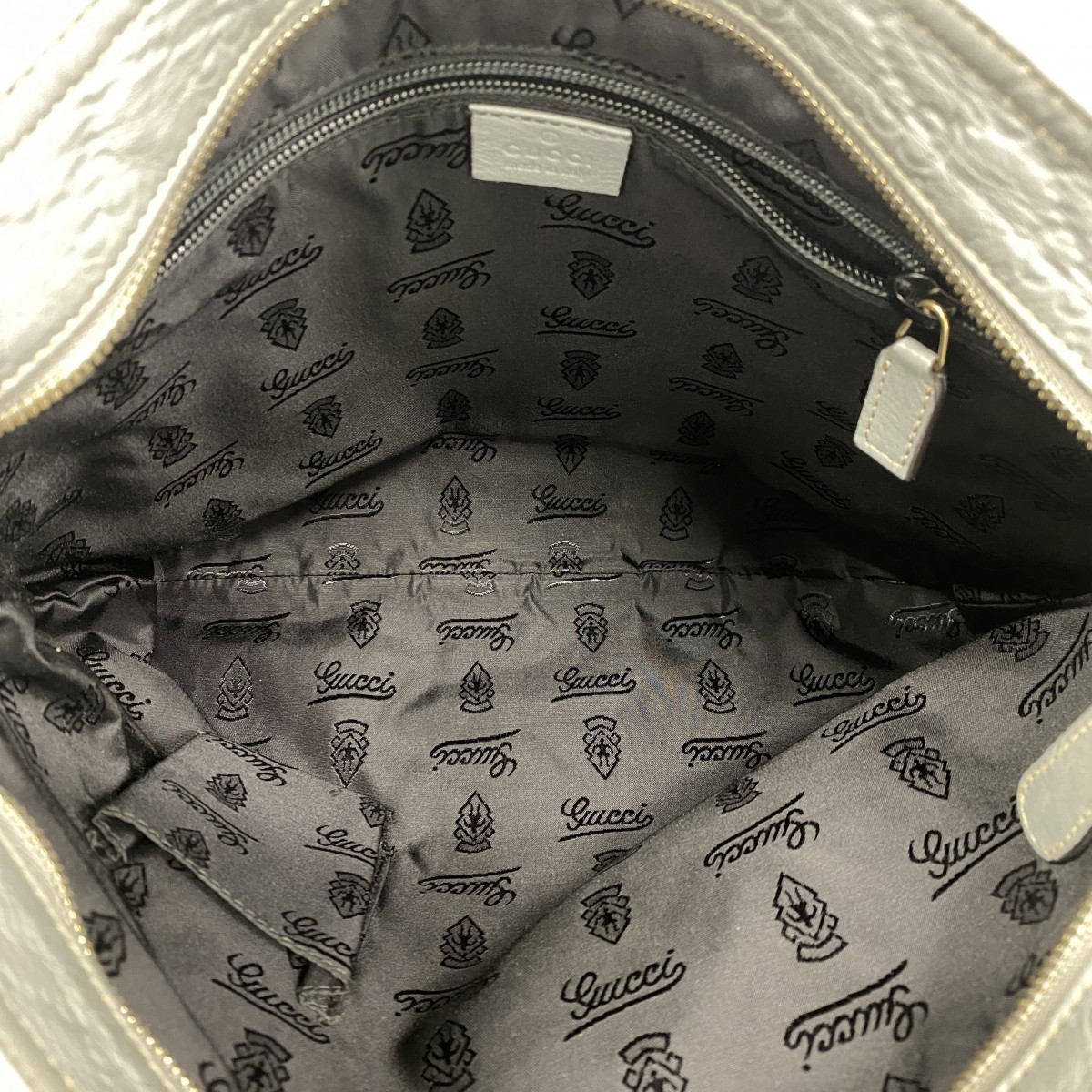 Gucci Guccisima Leather Shoulder Bag Gray Champagne Gold thumbnail 4