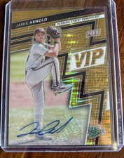 2025 Panini The National VIP JAMIE ARNOLD Prospect Auto Gold Wave Prizm 4/10 FSU