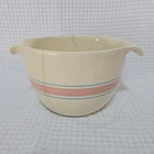 Vtg McCoy #129 Mixing Batter Bowl Spout 2 Qt Pink Blue Stripe Country Farmhouse
