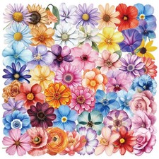 Colorful Flowers Aesthetic Stickers Pack, 50PCS Natural Plants
