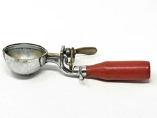 Benedict DeLuxe Indestructo Vintage Ice Cream Scoop  Red Handle 12 to a Quart
