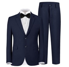 Yavakoor Suits for Boy Formal Tuxedo Slim Fit Outfit Navy Blue Wedding Dress Set