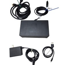 Nintendo Switch Docking Station HAC-007 Black AC Adapter HDMI USB-C Cables W2