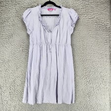 Pink India Dress Womens Large Light Purple Silk Puff Sleeve Knee Length