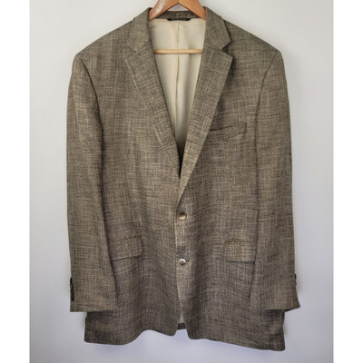 Vintage Jack Victor Sport Coat Blazer 46L Brown Bamboo Viscose Two Button