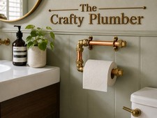 Industrial Handmade Copper Toilet Roll Holder with Brass Fixings