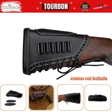 Tourbon Leather Recoil Pad Rifle Cheek Rest Gun Ammo Hold Buttstock Cover Sleeve
