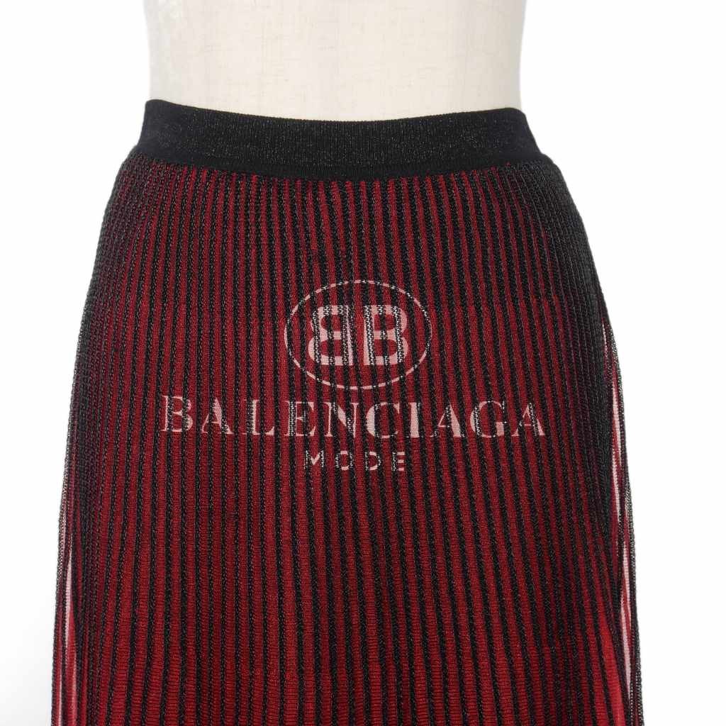 【Skirts】BALENCIAGA 18SS Sheer Layered Pleated Skirt with Logo Print Size 38 thumbnail 4