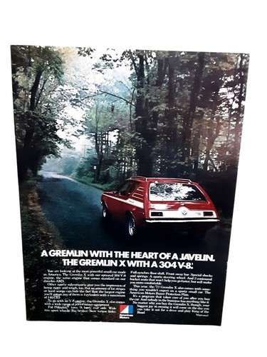 1972 AMC Gremlin X Ad 304 V8 American Motors Javelin Muscle Car