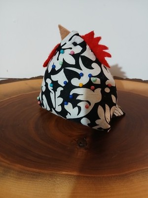 Cute Chicken Pin Cushion Black White Pattern Fabric