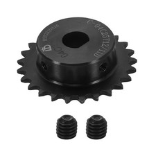 25 Chain Roller Sprocket 12x11mm D-shape Hole, 25 Tooth with Set Screws, Black