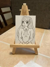 ACEO Original Mixed Media Painting Art Card ATC Pinup girl #632