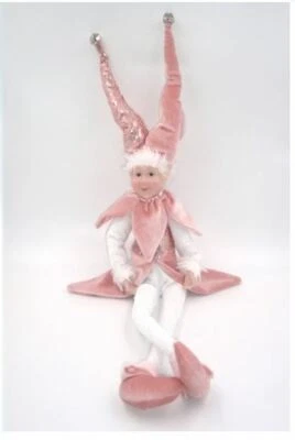 Elfo Rosa Jolly Seduto Natale Natalizio giullare