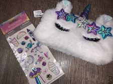 Claire’s Peluche Arco Iris Unicornio Estuche para Lápices Bolsa Gatito Taco Pegatina Bts
