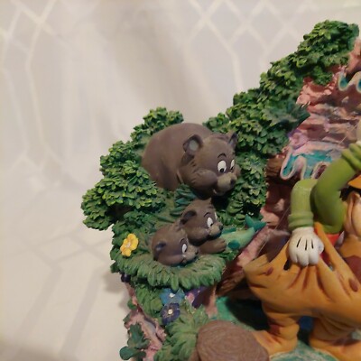 Rare Disney Goofy Fishing with Woodland Friends Fountain Waterfall